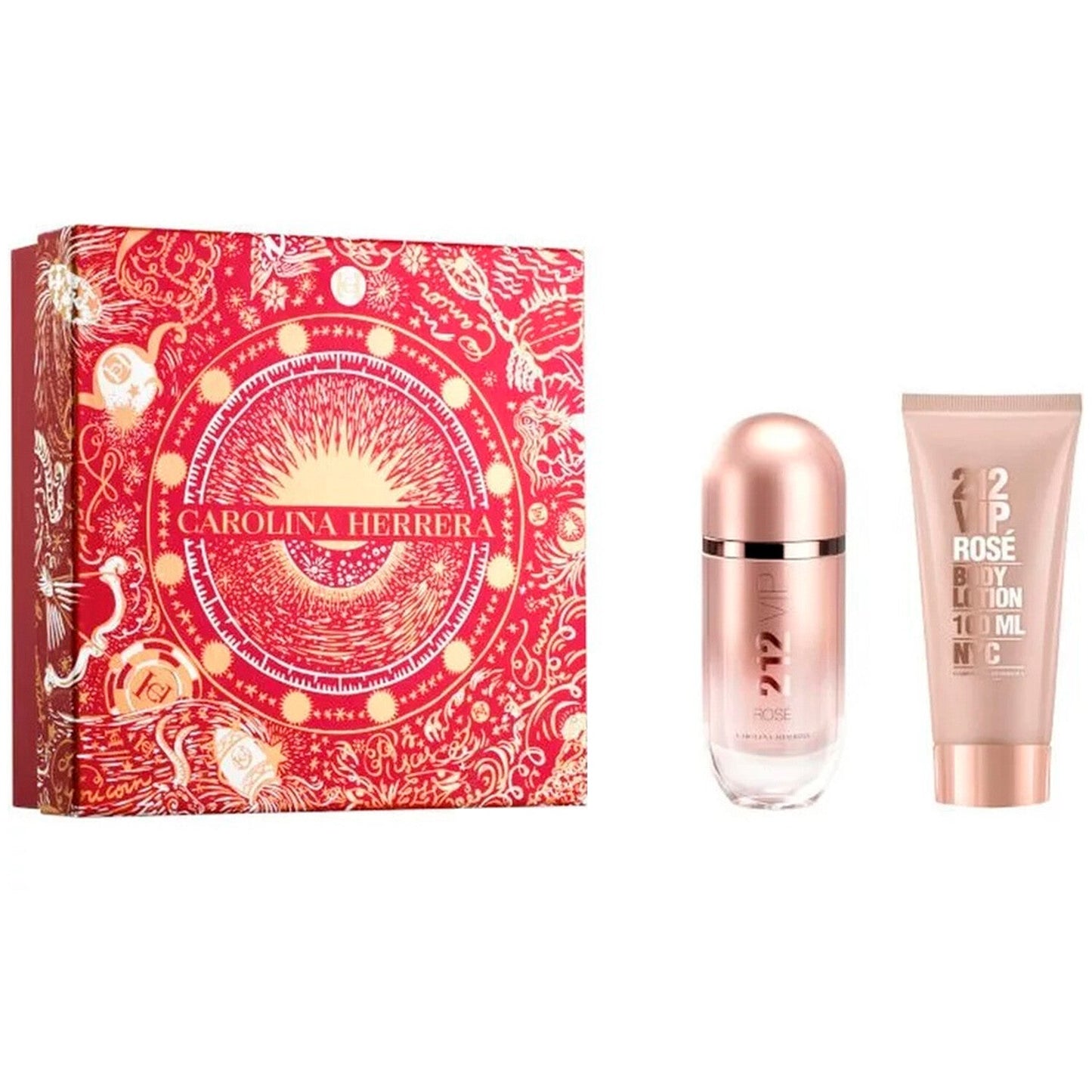 Set Perfume Carolina Herrera 212 VIP Rose 80ml + Body Lotion 250ml Original
